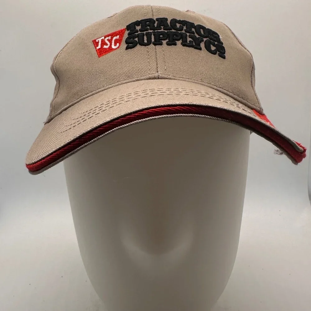 Tractor Supply‎ Co TSC Embroidered Baseball Cap Tan Red Since 1938 Outdoor Farm